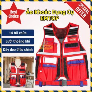 Áo Khoác Dụng Cụ Emtop ETVT1701, Dây Đeo Điều Chỉnh, Lưới Thoáng Khí