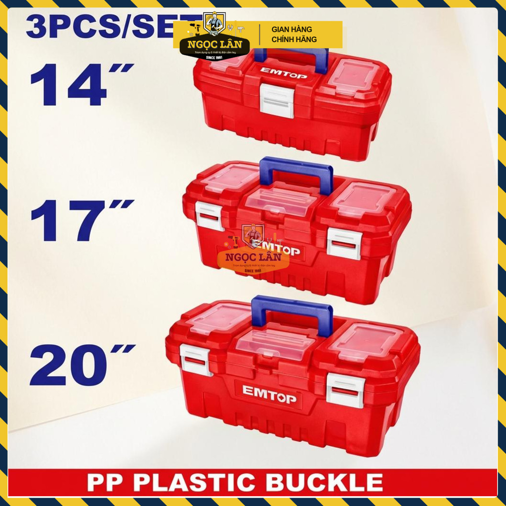 3 Hộp Đựng Đồ Nghề Emtop Nhựa & Khóa PP 14"+17"+20" (EPBXK0301) - Ảnh 2