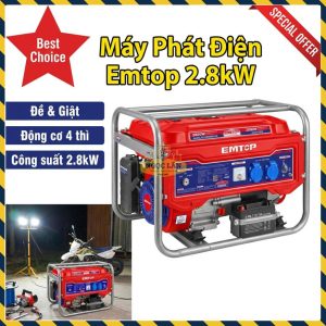 Máy Phát Điện Xăng Emtop EGGRD2822, 2.8kW, Giật Nổ + Đề Điện