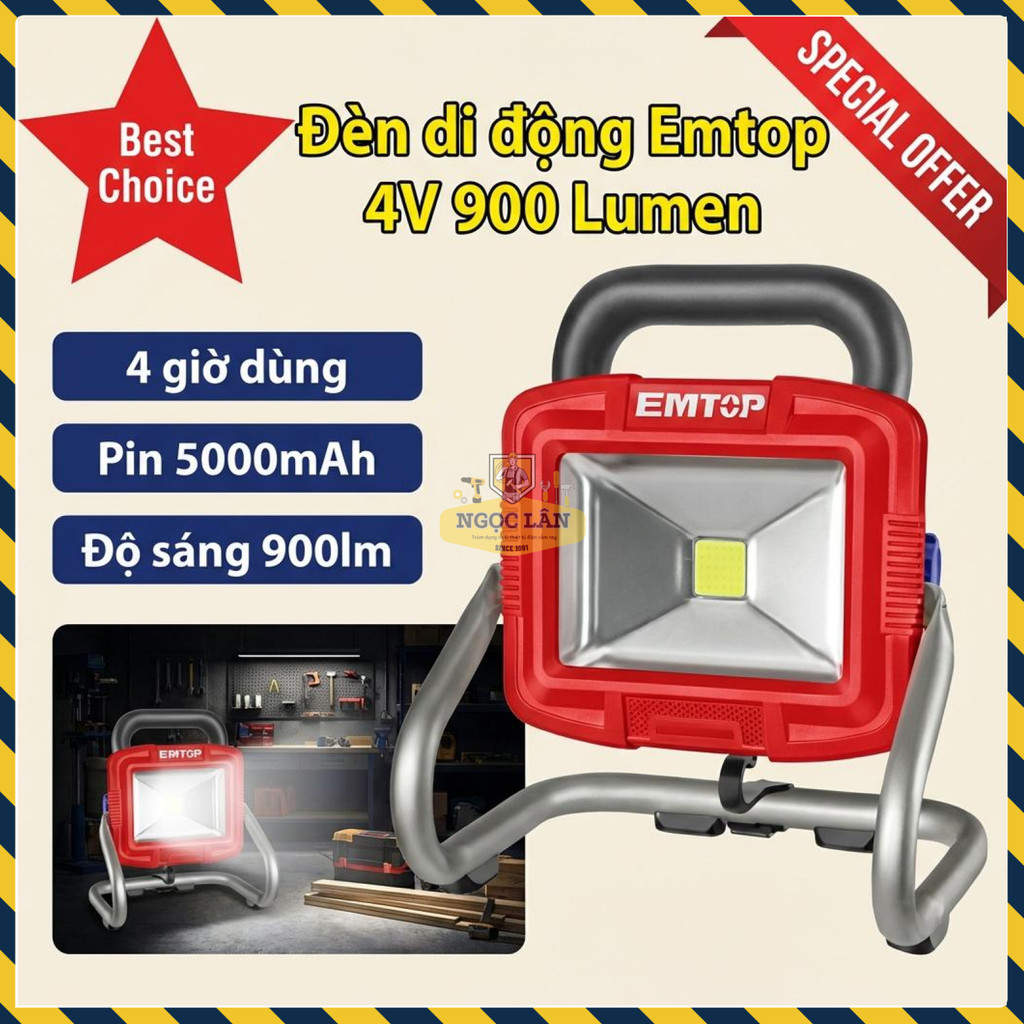 Đèn Di Động Không Dây Emtop 4V 900 Lumen Pin 5000mAh ELWL4415