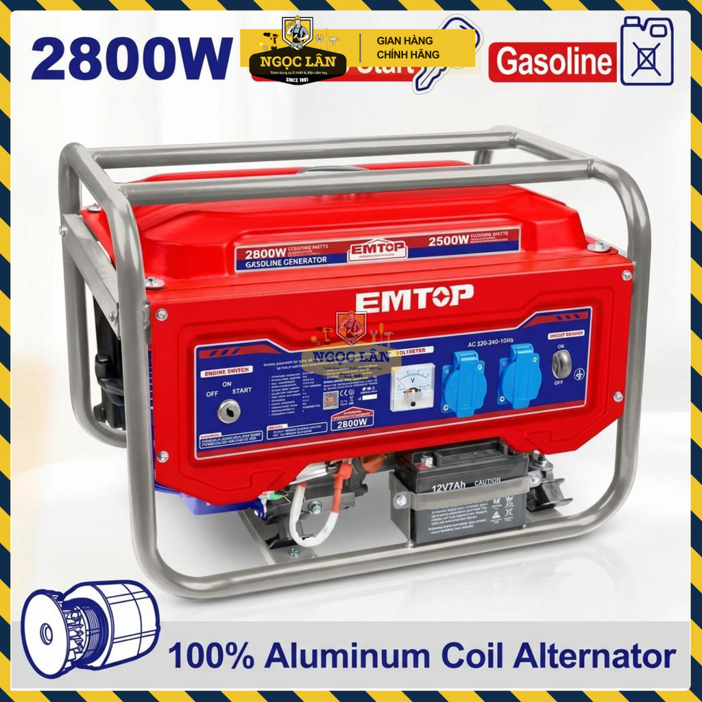 Máy Phát Điện Xăng Emtop EGGRD2822, 2.8kW, Giật Nổ + Đề Điện - Ảnh 2