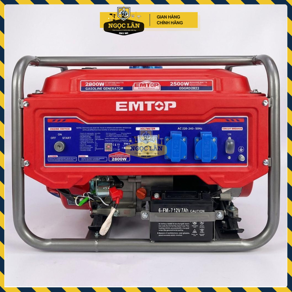 Máy Phát Điện Xăng Emtop EGGRD2822, 2.8kW, Giật Nổ + Đề Điện - Ảnh 3