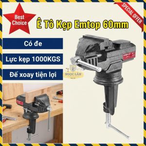 Ê Tô Kẹp Đế Xoay Emtop 60mm, Lực Kẹp 1000KGS, EBVE0201
