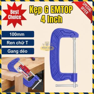 Kẹp G EMTOP 4 Inch/100mm Gang Dẻo Ren Chữ T ECLPG0401