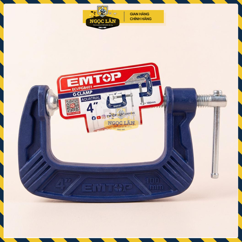Kẹp G EMTOP 4 Inch/100mm Gang Dẻo Ren Chữ T ECLPG0401 - Ảnh 2