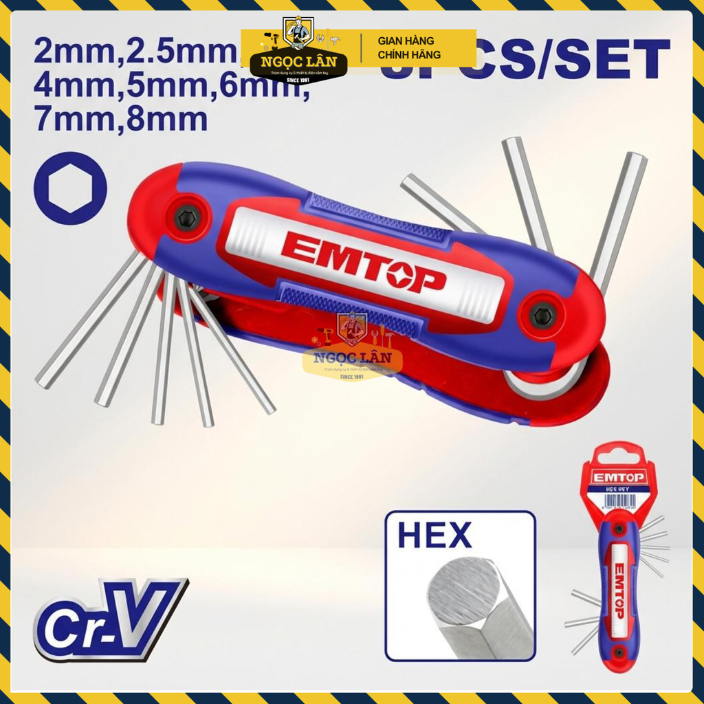 Bộ Chìa Khóa Lục Giác EMTOP 8 Cây Cr-V Cao Cấp EHKY4081 - Ảnh 4