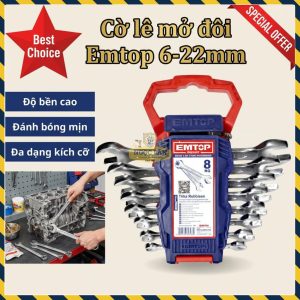 Bộ Cờ Lê Mở Đôi EMTOP 8 Chiếc 6-22mm EDES10801