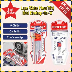 Bộ Lục Giác Hoa Thị Dài EMTOP 9 Chiếc Cr-V Cao Cấp EHKY3092