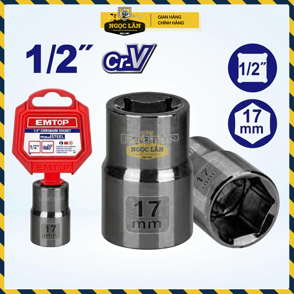 Tuýp EMTOP 17mm 1/2" 50BV30 Mạ Niken Đen ESCT12171 - Ảnh 2