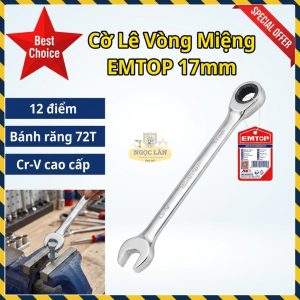 Cờ Lê Vòng Miệng Tự Động EMTOP 17mm, Cr-V, 72T (ECSPAR171)