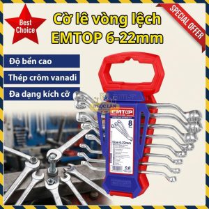 Cờ Lê Vòng Lệch EMTOP 8 Chiếc, 6-22mm, EFRS10801