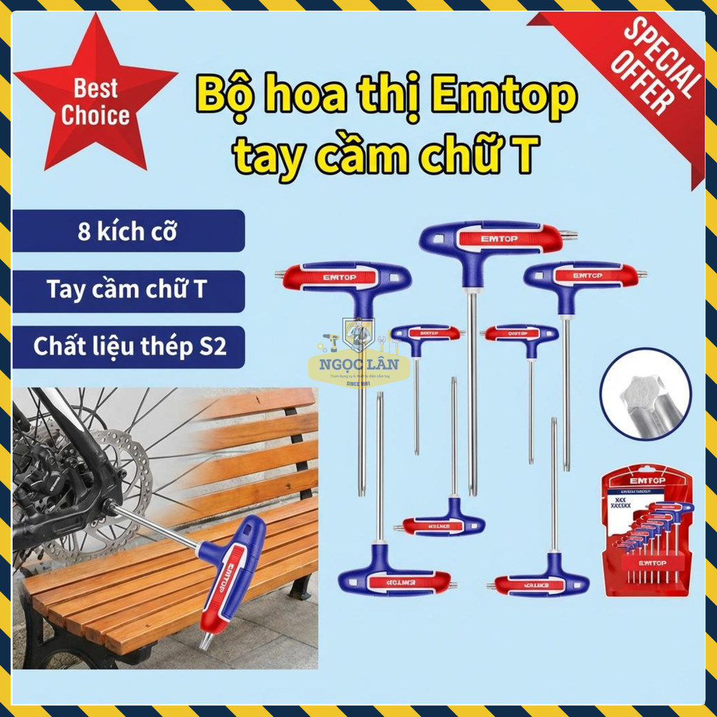 Bộ Tua Vít Sao Chuôi T 8 Chiếc EMTOP ETHW6063