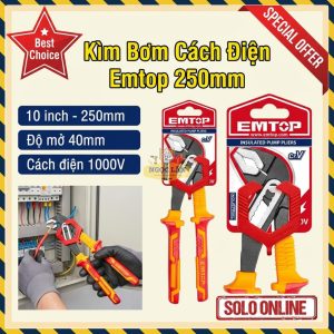 Kìm Bơm mỏ quạ Cách Điện EMTOP 10 inch/250mm (EPLRP1031)