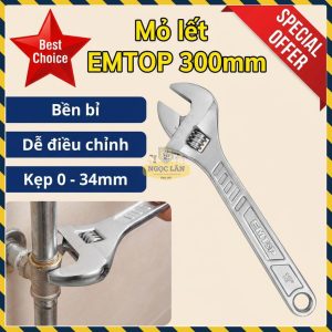Mỏ Lết Điều Chỉnh EMTOP 12" 300mm Kẹp 0-34mm EAWH131222