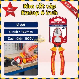 Kìm Cắt Cáp Cách Điện EMTOP 6" 160mm EPLRCB0631