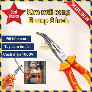 Kìm Mũi Cong Cách Điện EMTOP 8 inch/200mm EPLRB0831
