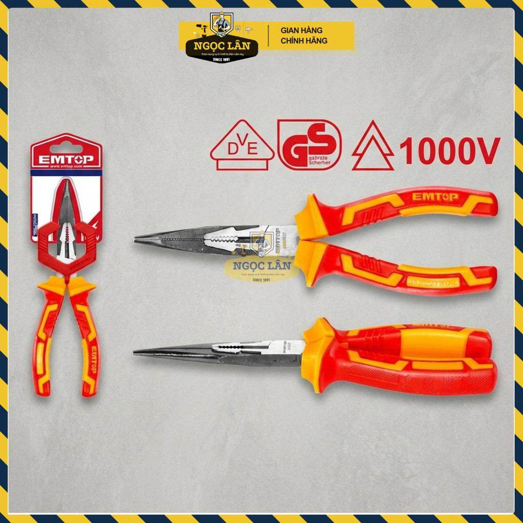 Kìm Mũi Nhọn Cách Điện 8 inch, EMTOP EPLRL0831 - Ảnh 3