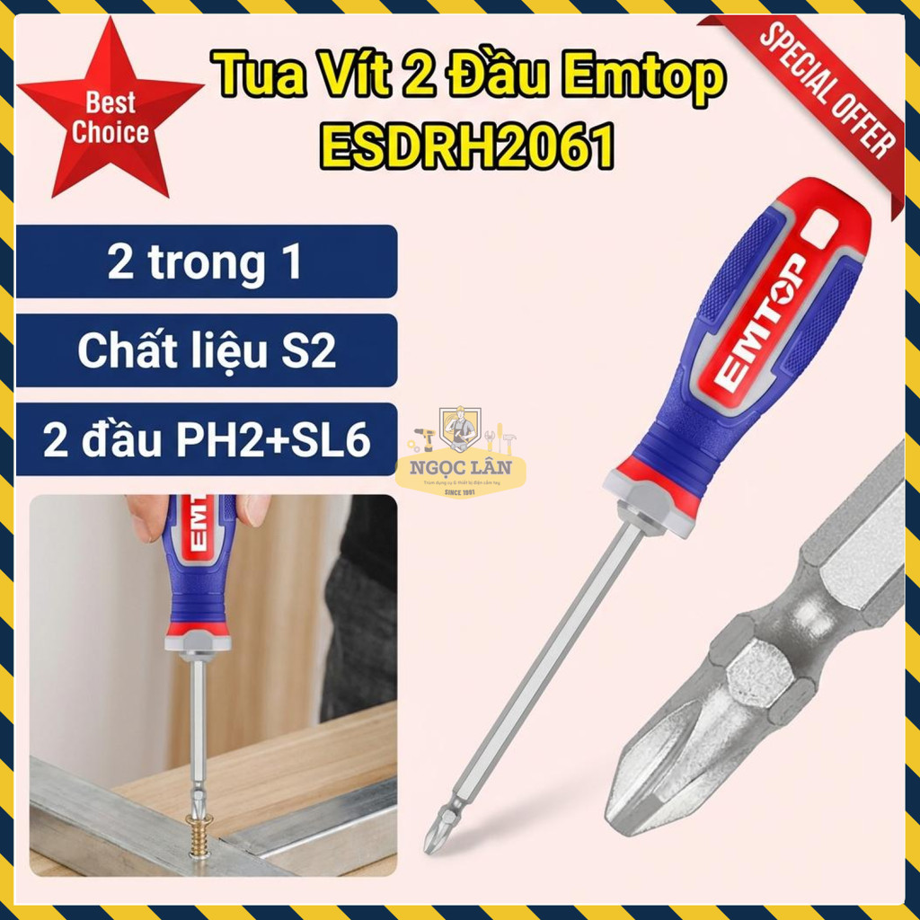 Tua Vít 2 Đầu Bake Dẹp Đa Năng EMTOP 150mm ESDRH2061