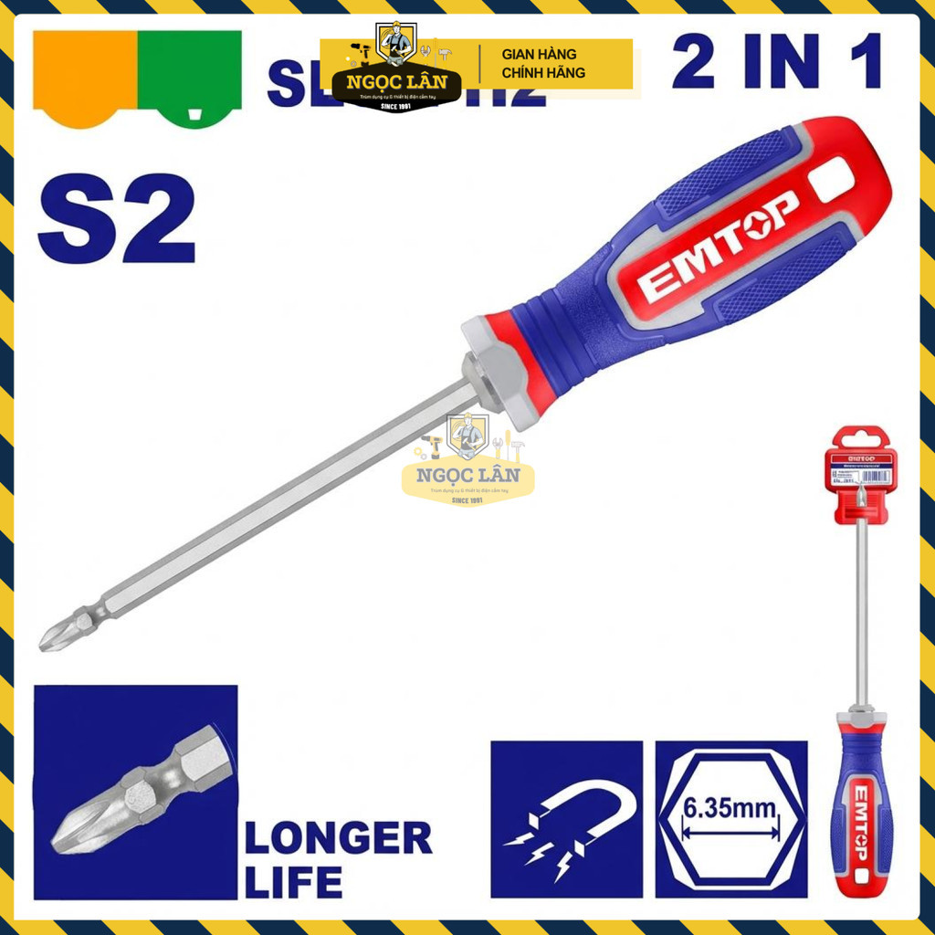 Tua Vít 2 Đầu Bake Dẹp Đa Năng EMTOP 150mm ESDRH2061 - Ảnh 2