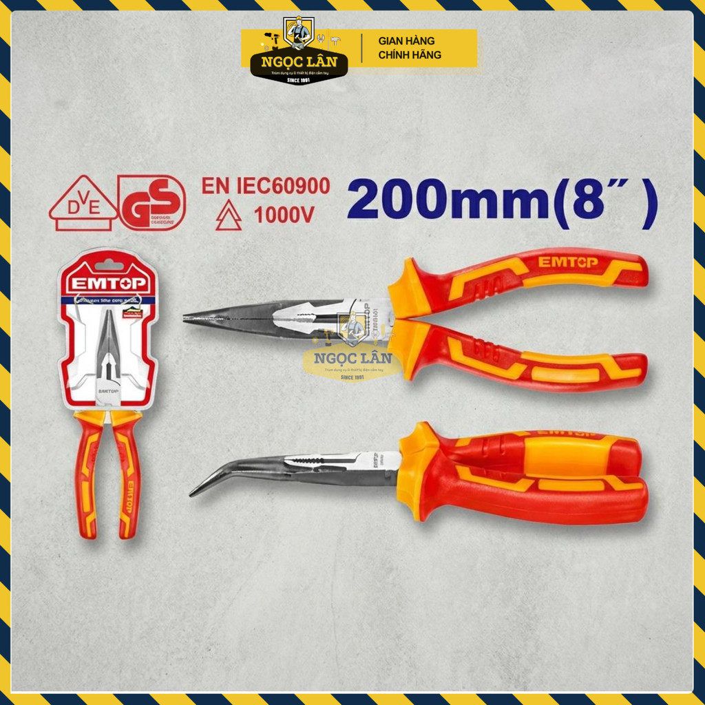 Kìm Mũi Cong Cách Điện EMTOP 8 inch/200mm EPLRB0831 - Ảnh 3