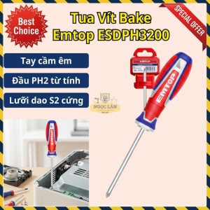 Tua Vít Phillips EMTOP ESDPH3200 200mm Lưỡi S2 Đầu PH2 Từ Tính