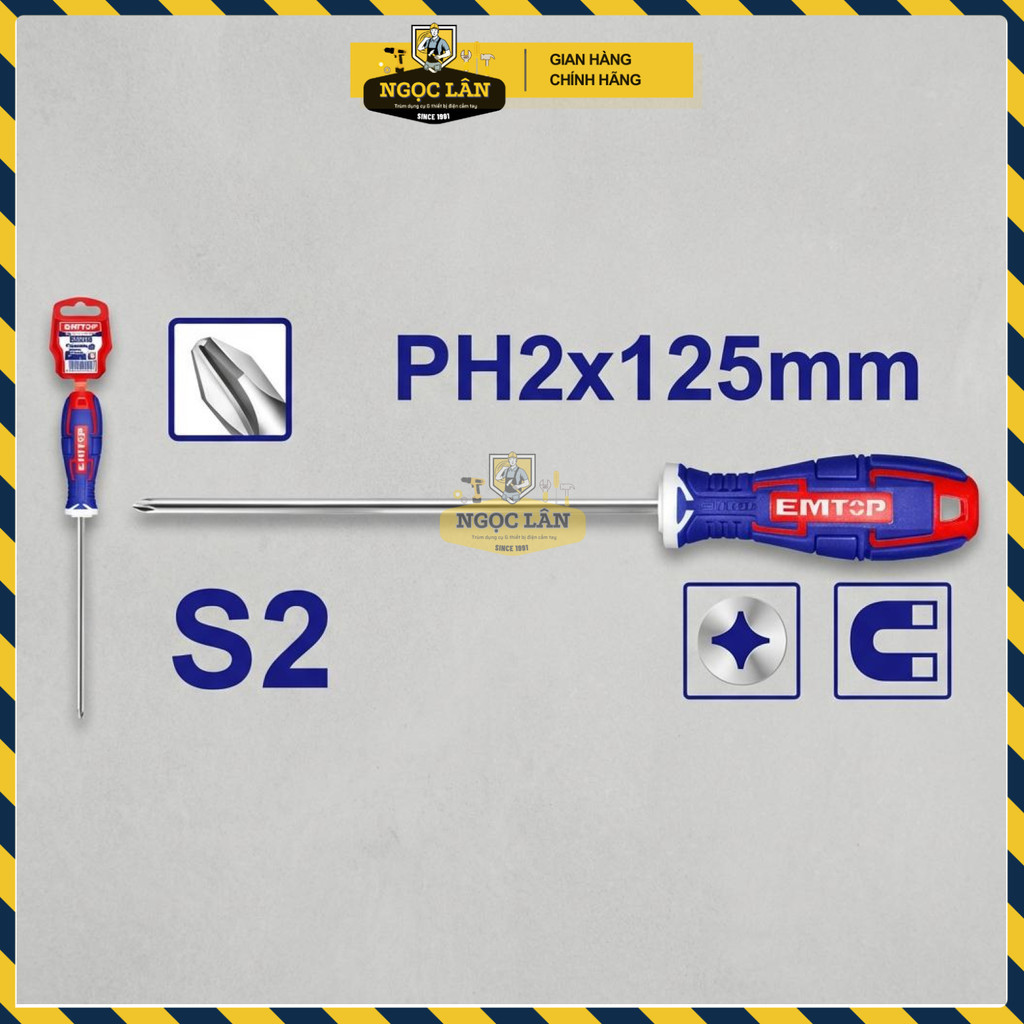 Tua Vít Phillips EMTOP PH2 S2 6x125mm Chuôi Tròn ESDRPH2502 - Ảnh 3