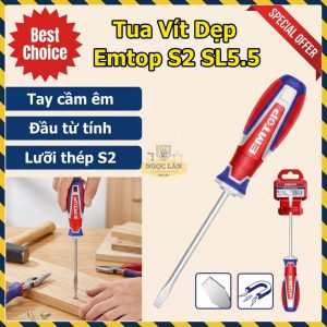 EMTOP Tua Vít Dẹp 5.5x100mm Lưỡi S2 SL5.5 Từ ESDSL5100