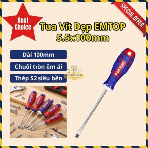 Tua Vít Đầu Dẹp EMTOP 5,5x100mm Chuôi Tròn ESDRSL5402