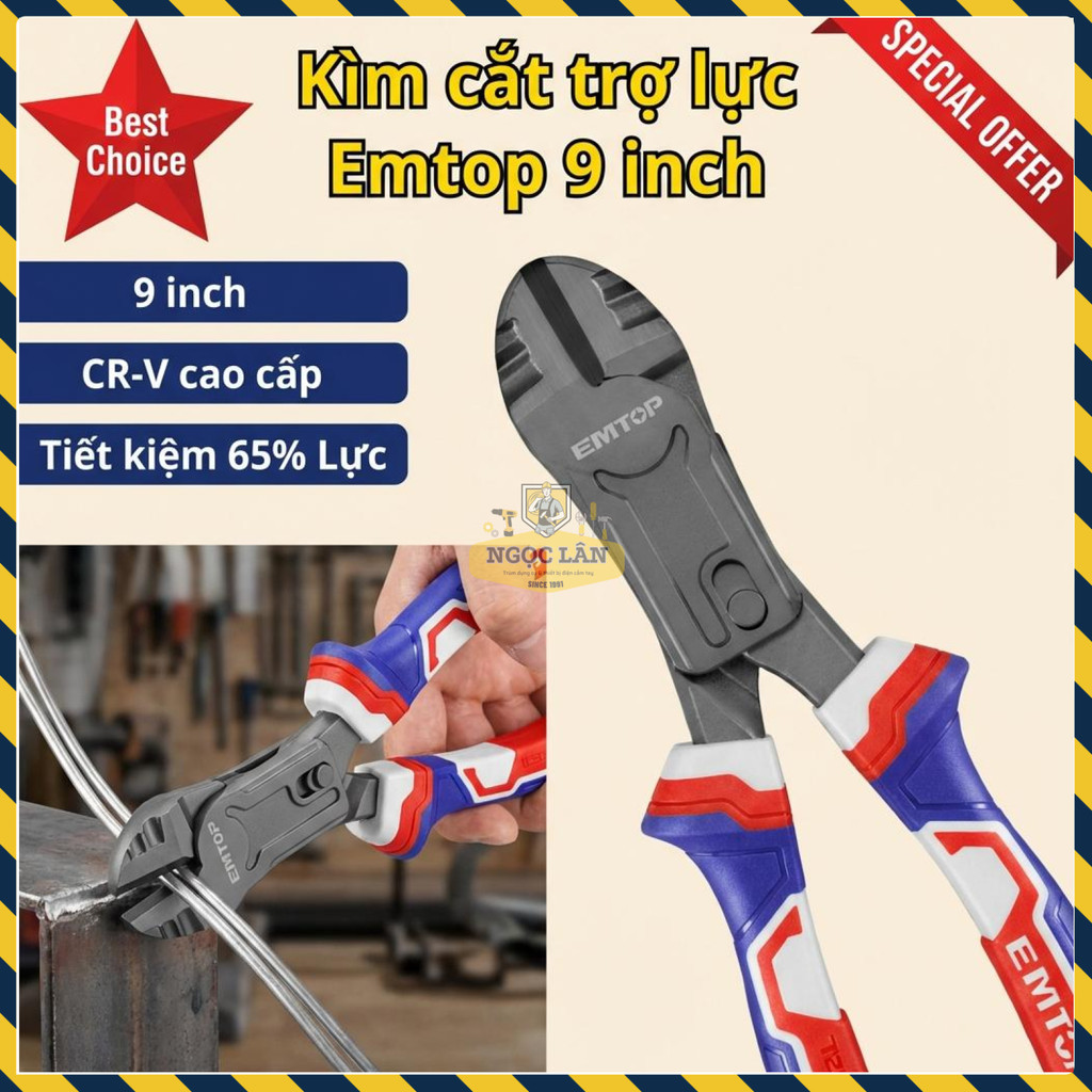 Kìm Cắt Trợ Lực 65% 9 Inch EMTOP Cr-V Cao Cấp EPLRCD0951