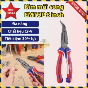 Kìm Mũi Cong Trợ Lực 30% 8 Inch EMTOP (EPLRB0821)