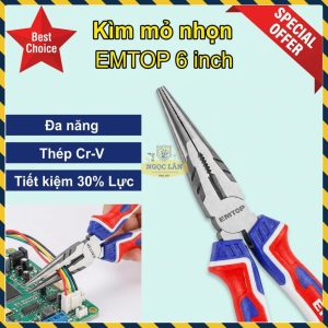 Kìm Mỏ Nhọn Trợ Lực 30% EMTOP 6 Inch EPLRL0621