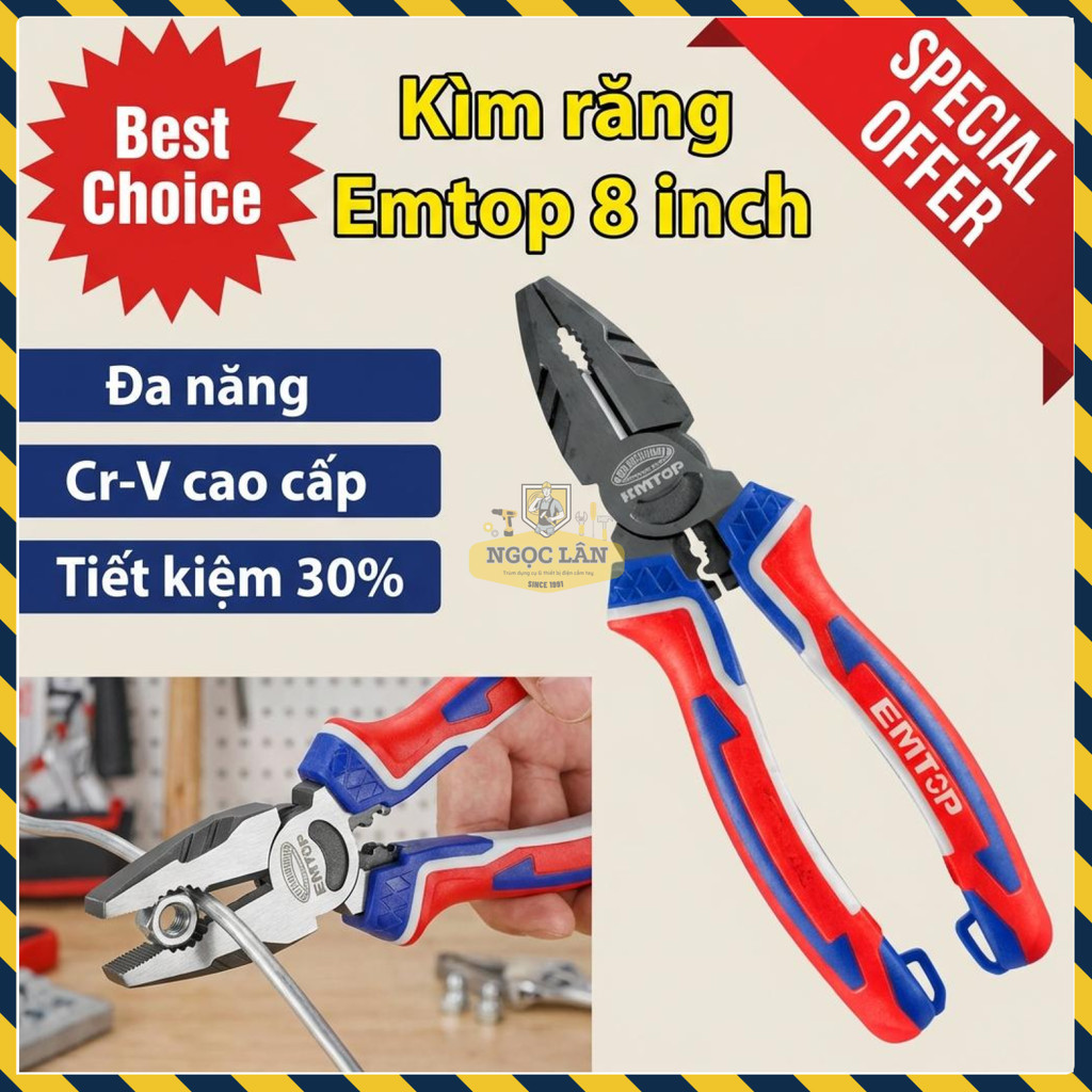 EMTOP Kìm Trợ Lực 30% 8 Inch EPLRC0821