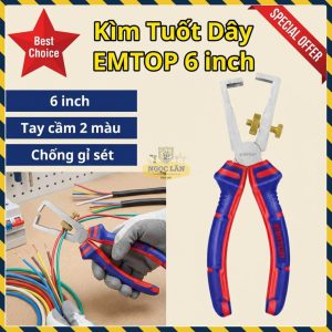 Kìm Tuốt Dây EMTOP 6 inch/160mm, Tay Cầm 2 Màu, Chống Gỉ (EPLRW0611)