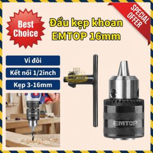 Đầu Kẹp Khoan EMTOP 16mm, Khả Năng Kẹp 3-16mm, EKCY1601