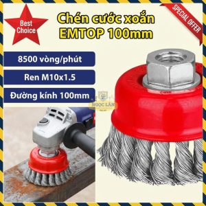 EMTOP Bàn Chải Cước Xoắn Dây 100mm Ren M10x1.5 EWCB71005