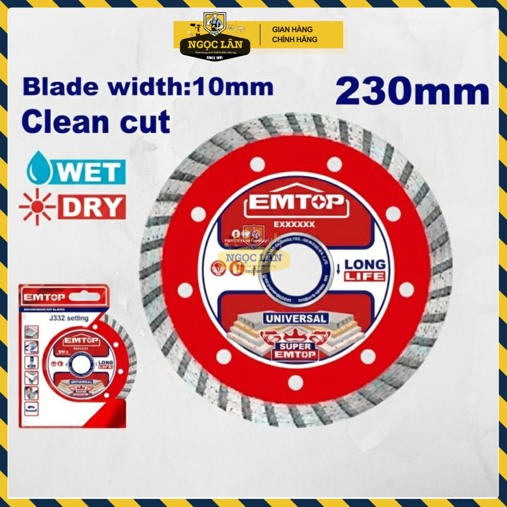 Đĩa Cắt Kim Cương Đa Năng EMTOP 230mm Gạch Đá Bê Tông EDDC032302 - Ảnh 2