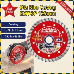 Đĩa Kim Cương EMTOP 125mm Cắt Gạch, Đá, Bê Tông Đa Năng EDDC031251