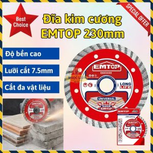 Đĩa Cắt Kim Cương Đa Năng EMTOP 230mm Gạch Đá Bê Tông EDDC032302