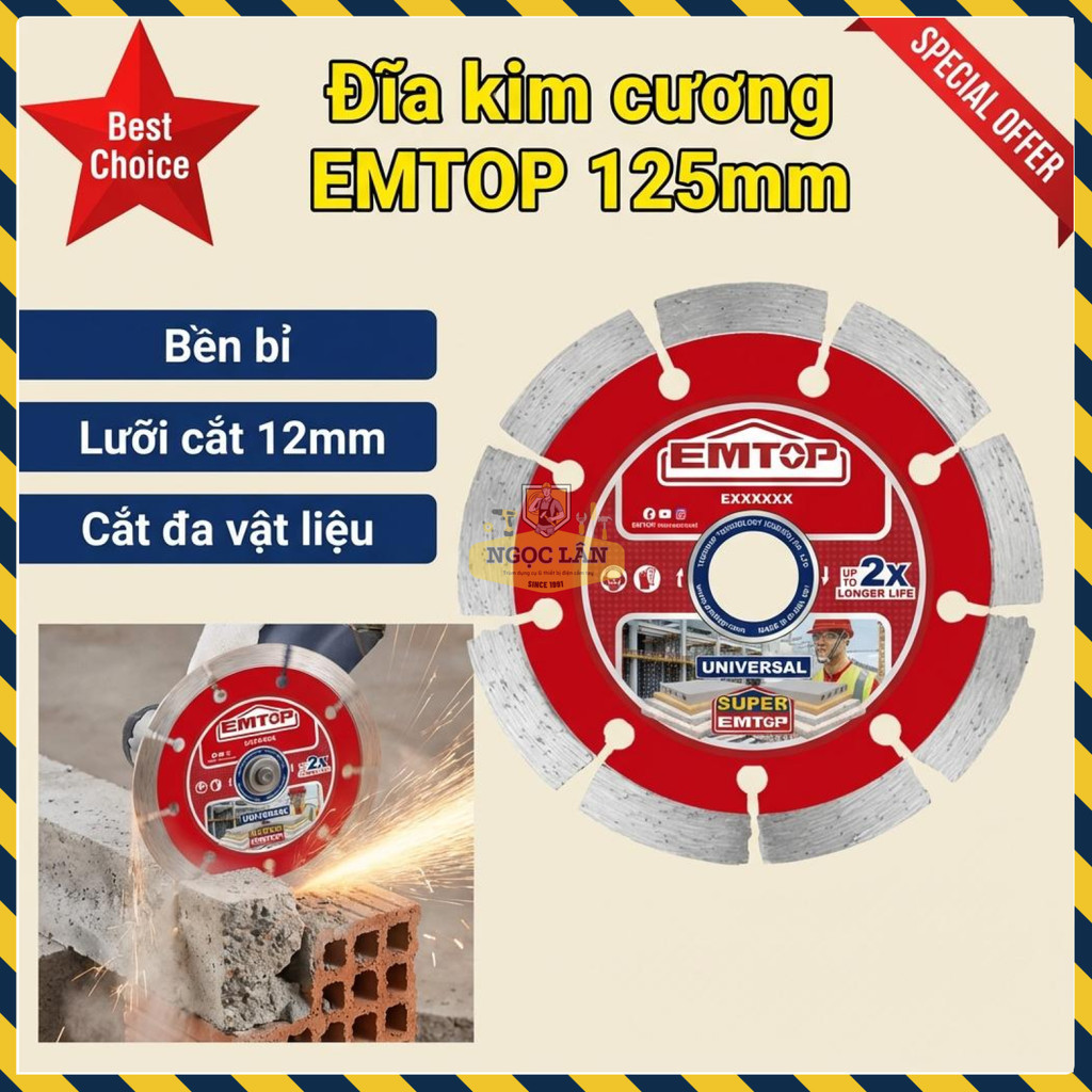 Đĩa Kim Cương Cắt Gạch EMTOP 125mm EDDC011251