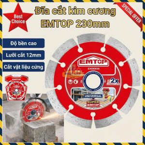 EMTOP Đĩa Cắt Kim Cương 230mm Lưỡi 12mm (EDDC012301)