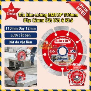 Đĩa Kim Cương Cắt Gạch EMTOP 110mm EDDC011101