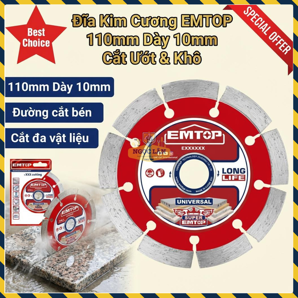 Đĩa Cắt Gạch Đá Kim Cương EMTOP 110mm EDDC011102