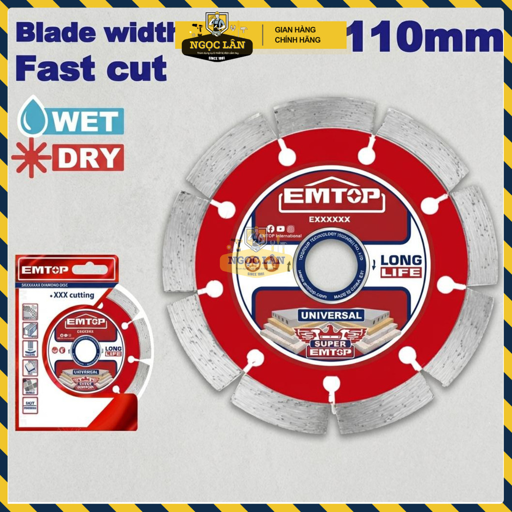 Đĩa Cắt Gạch Đá Kim Cương EMTOP 110mm EDDC011102 - Ảnh 2