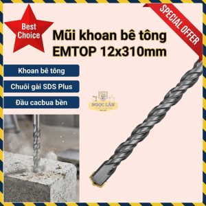Mũi Khoan Bê Tông EMTOP Chuôi Gài SDS Plus 12x310mm EHDR11205