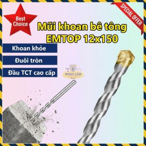 Mũi Khoan Bê Tông TCT Đuôi Tròn EMTOP 12x150 ECDB021215