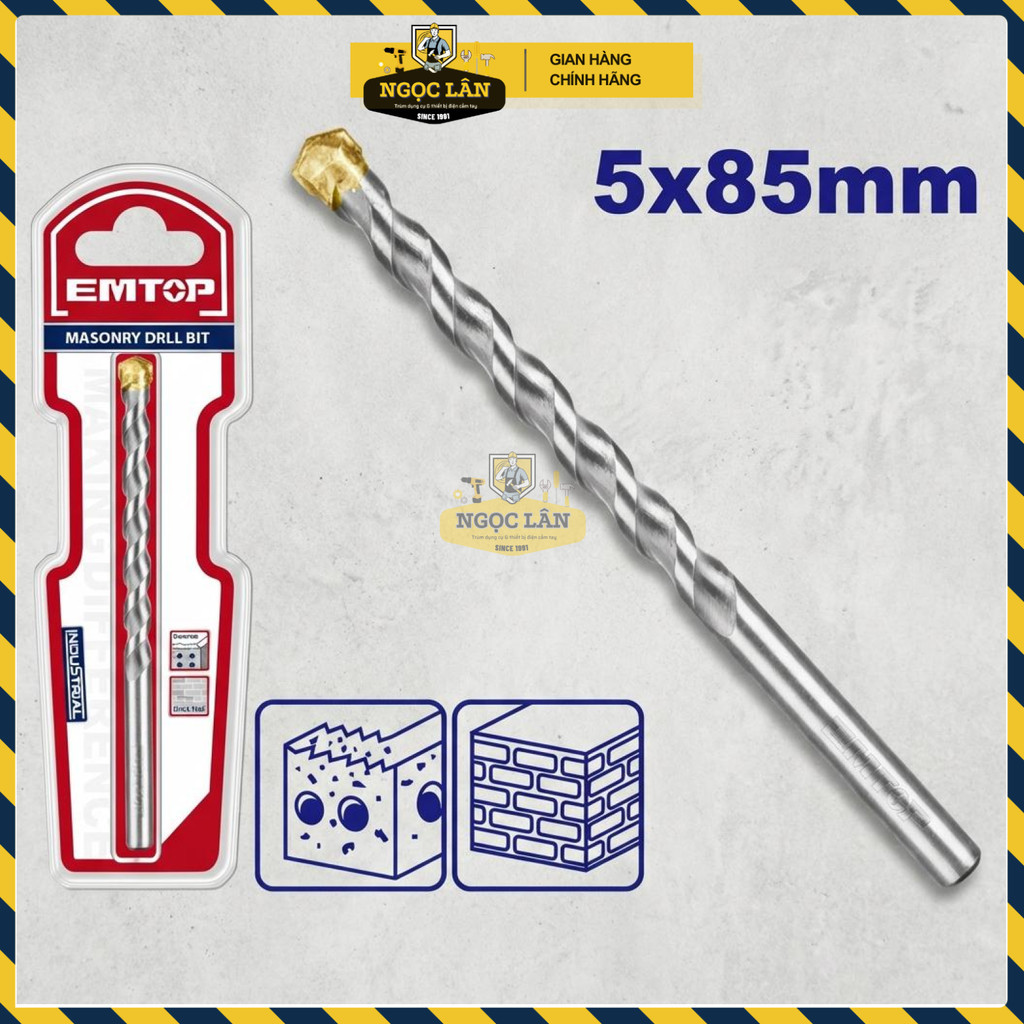 EMTOP Mũi Khoan Bê Tông Đuôi Tròn 585mm Đầu TCT Chịu Lực (ECDB020585) - Ảnh 2