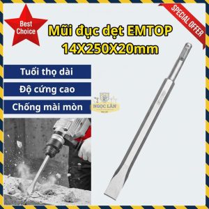 Mũi Đục Dẹt EMTOP Chuôi Gài 14x250x20mm Chống Mòn ECHS122501