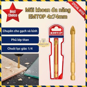 Mũi Khoan EMTOP 4mm Lục Giác Titan Đa Năng Gạch Kính EACG20406