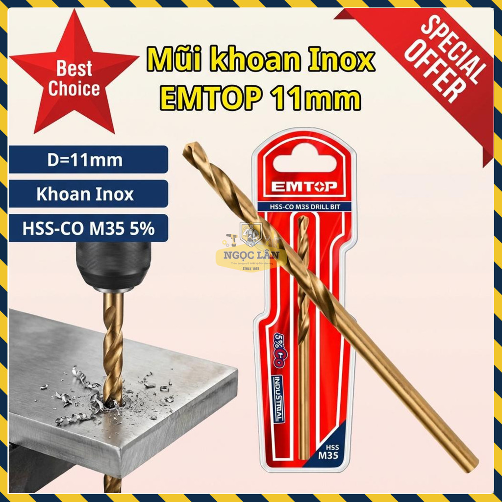Mũi Khoan EMTOP HSS-CO M35 11mm chuyên Inox ETDB131101