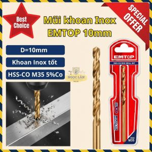 Mũi Khoan Inox HSS-CO M35 EMTOP 10mm (ETDB131001)